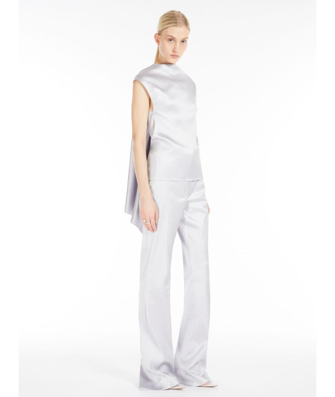 SPORTMAX Белые ацетатные прямые брюки, фото 2