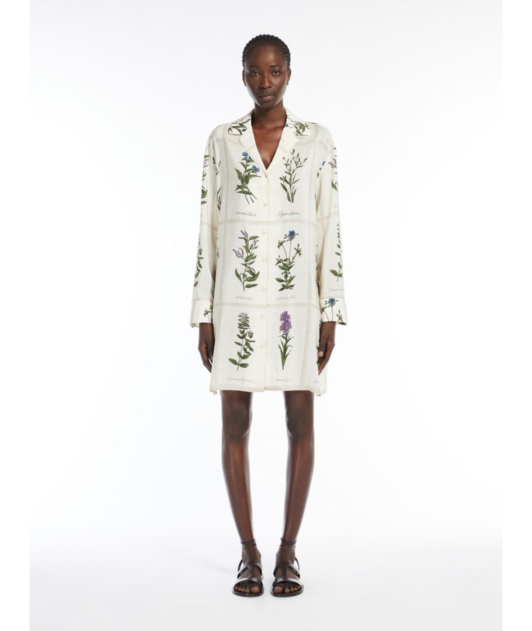 WEEKEND MAX MARA Белое шелковое повседневное платье, фото 4