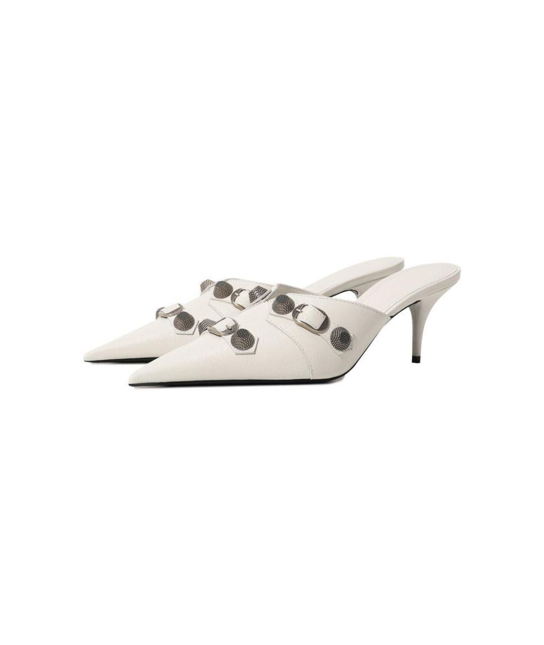BALENCIAGA Белые кожаные мюли, фото 6
