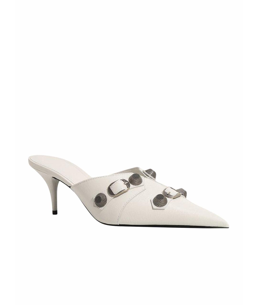 BALENCIAGA Белые кожаные мюли, фото 1