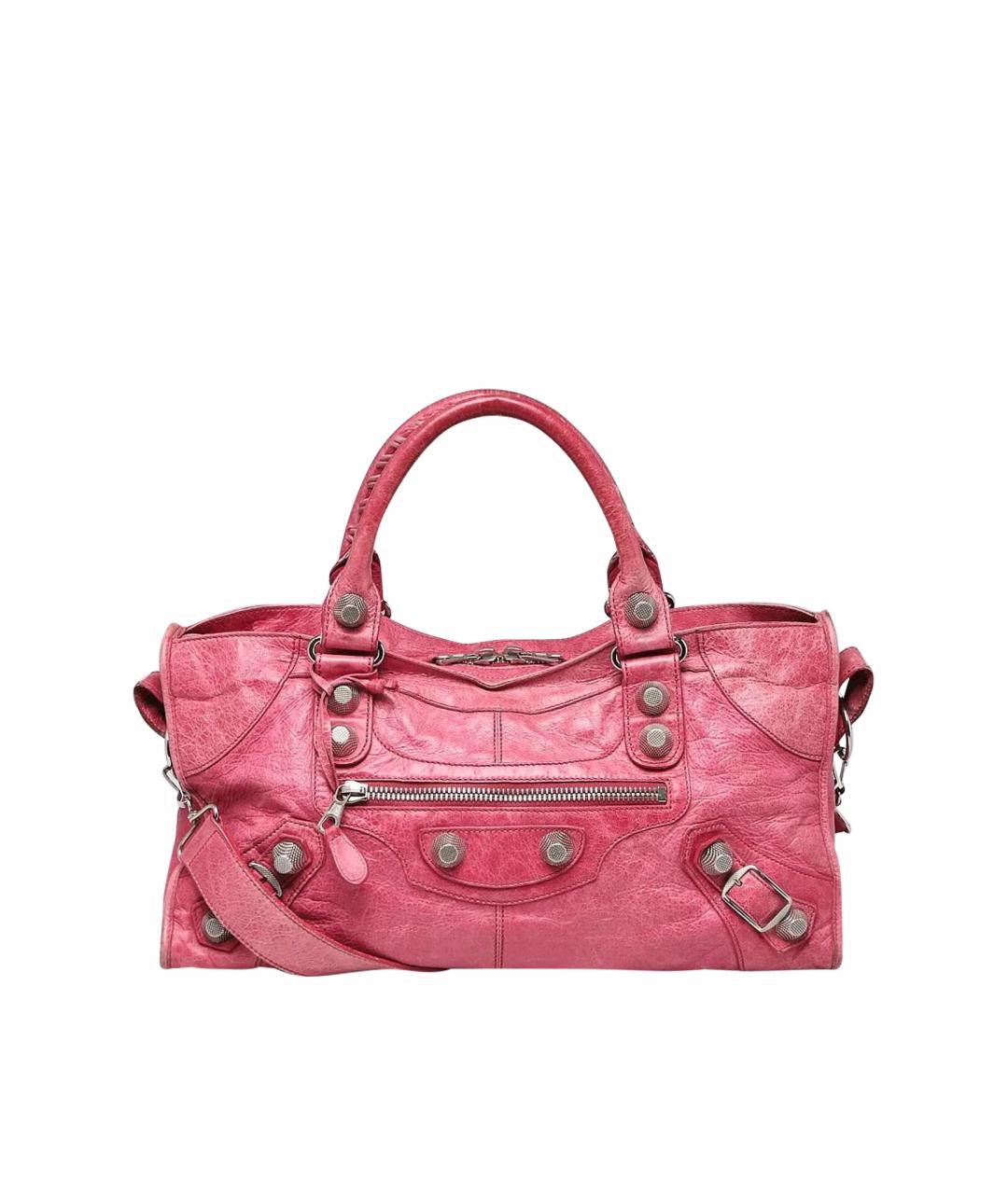 BALENCIAGA Розовая кожаная сумка с короткими ручками, фото 1