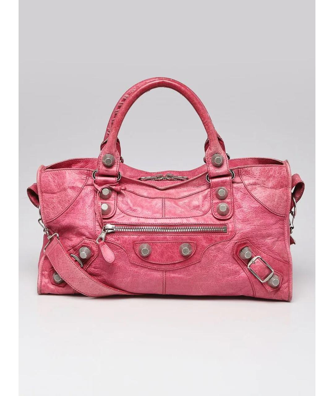 BALENCIAGA Розовая кожаная сумка с короткими ручками, фото 9