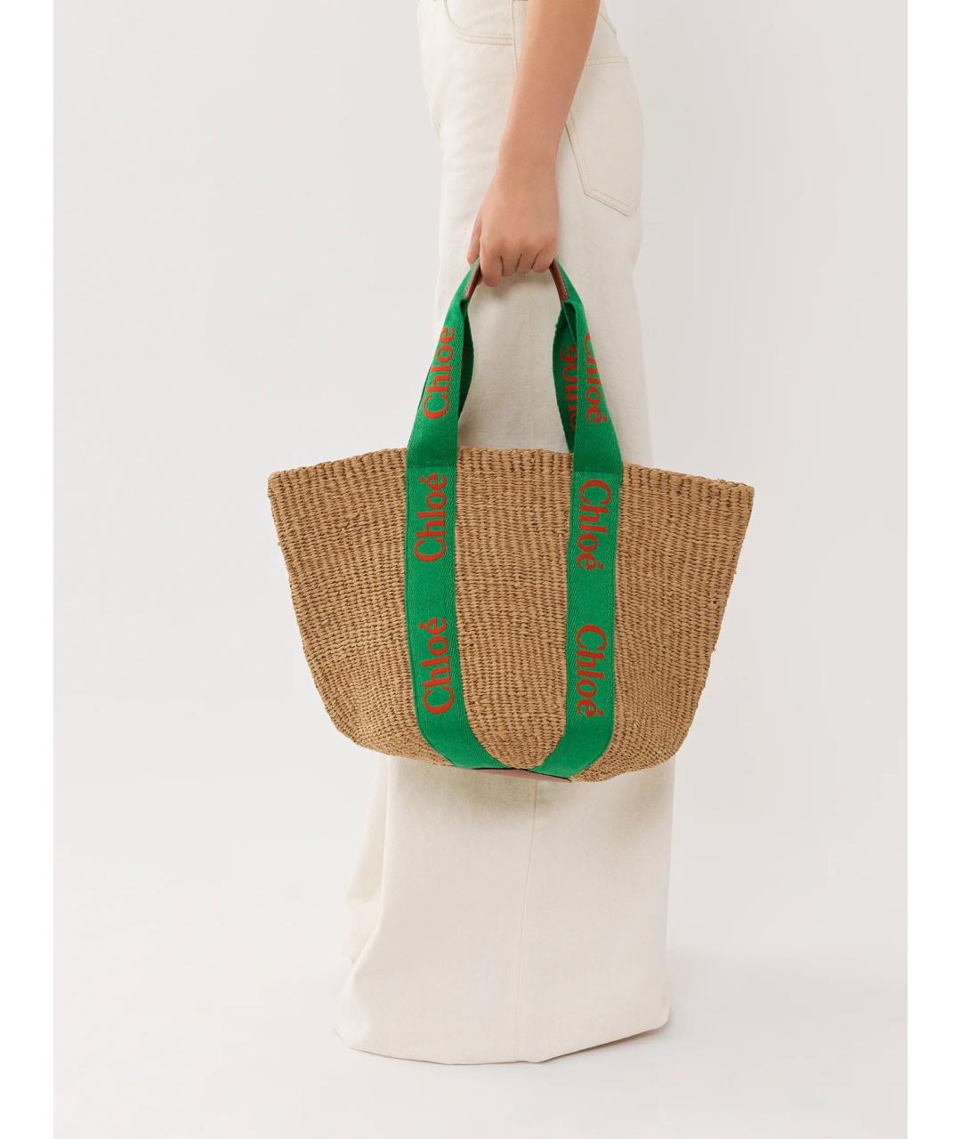 CHLOE Бежевая пелетеная сумка тоут, фото 4