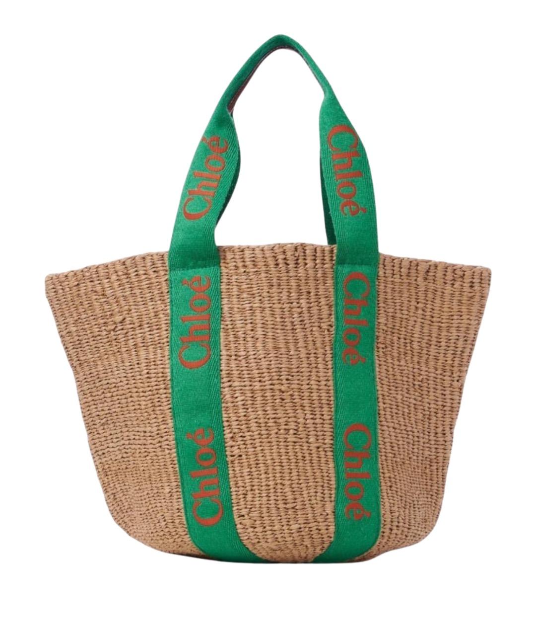 CHLOE Бежевая пелетеная сумка тоут, фото 1