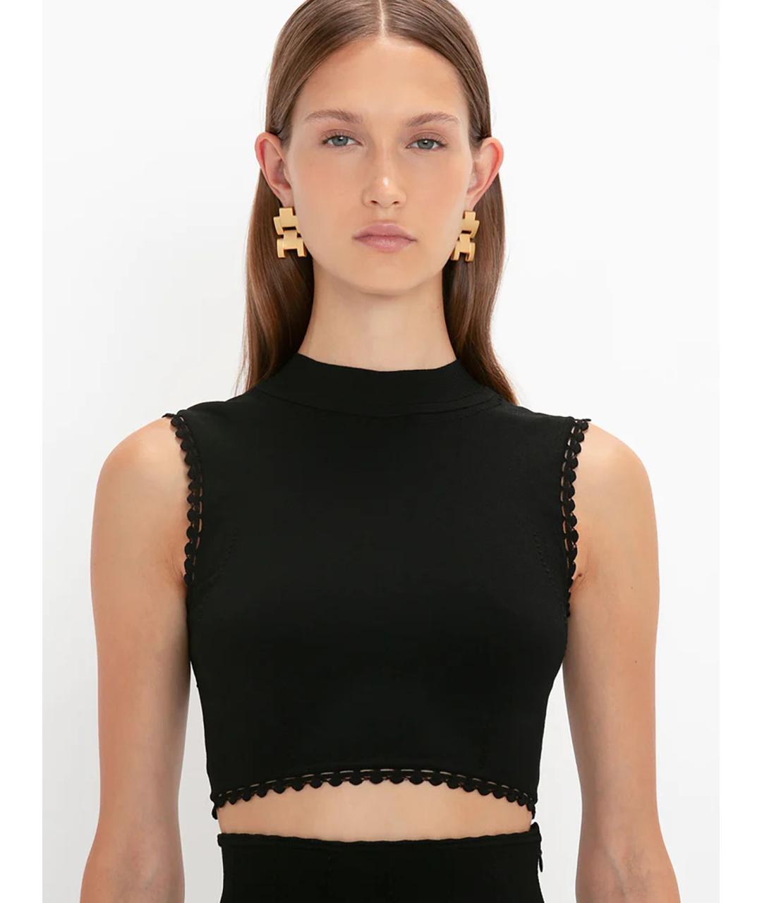 VICTORIA BECKHAM Черная вискозная майка, фото 3