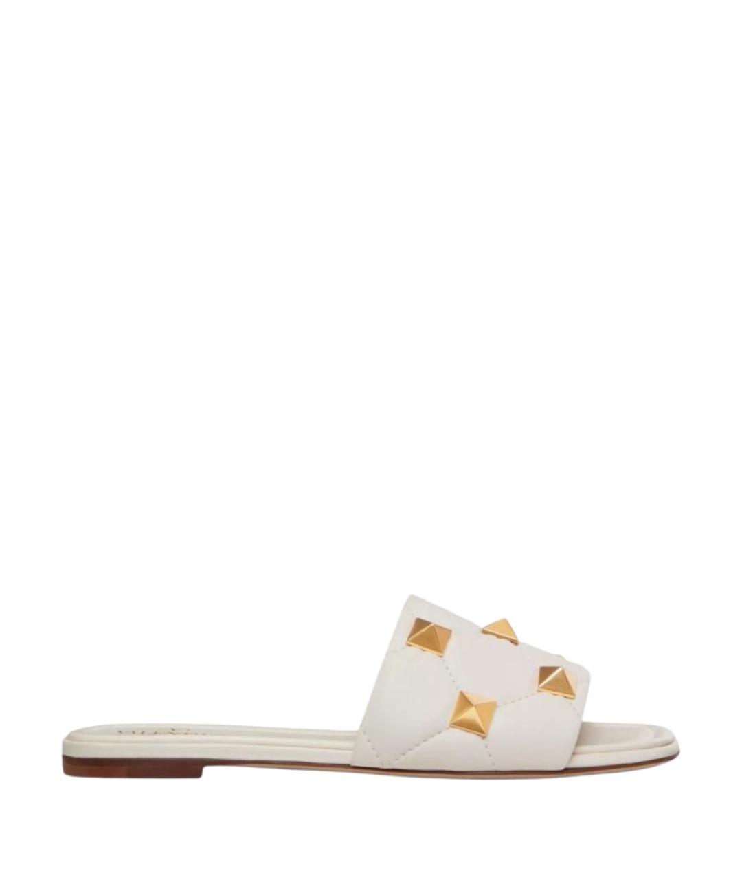 VALENTINO Белые кожаные шлепанцы, фото 1