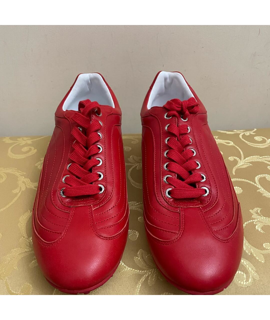 DOLCE&GABBANA Красные кожаные низкие кроссовки / кеды, фото 2