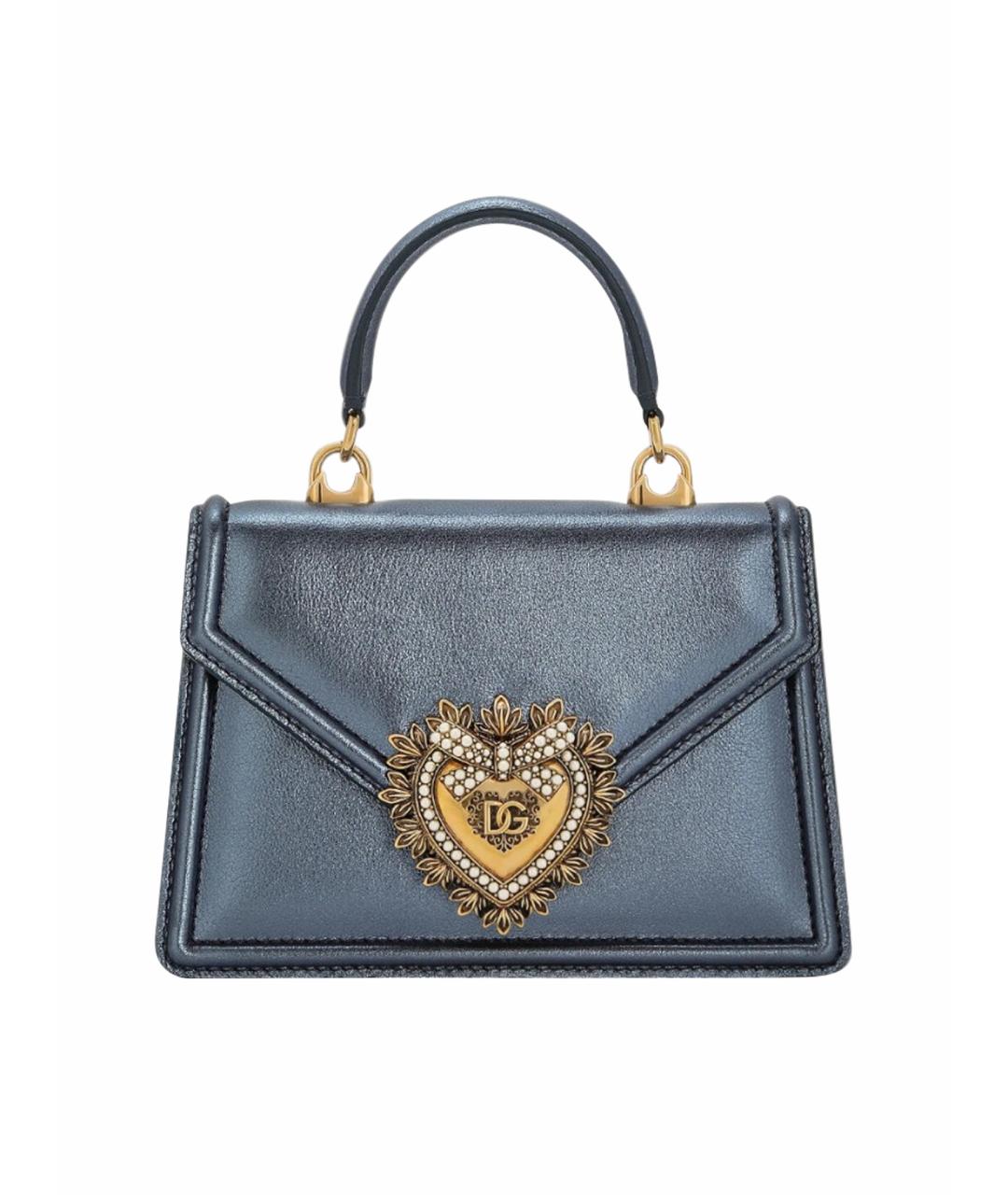 DOLCE&GABBANA Синяя кожаная сумка с короткими ручками, фото 1