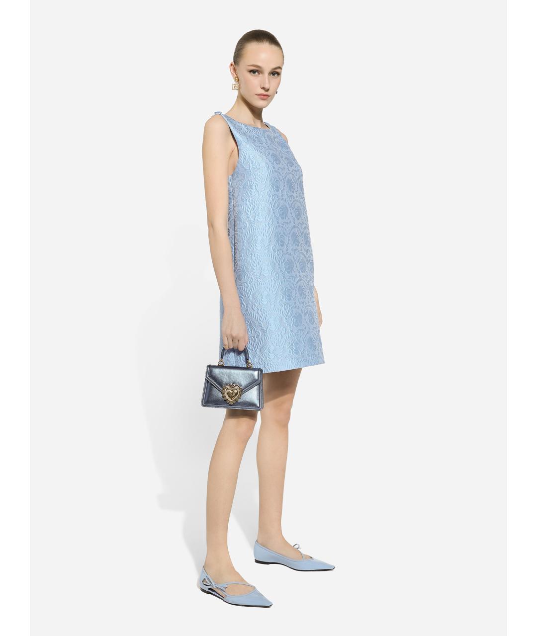 DOLCE&GABBANA Синяя кожаная сумка с короткими ручками, фото 3