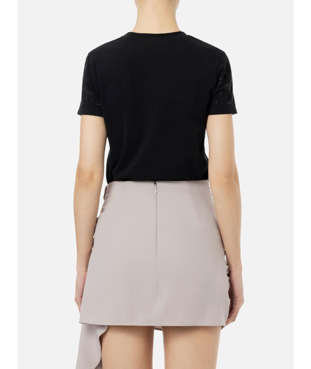 ELISABETTA FRANCHI Черная хлопковая футболка, фото 3