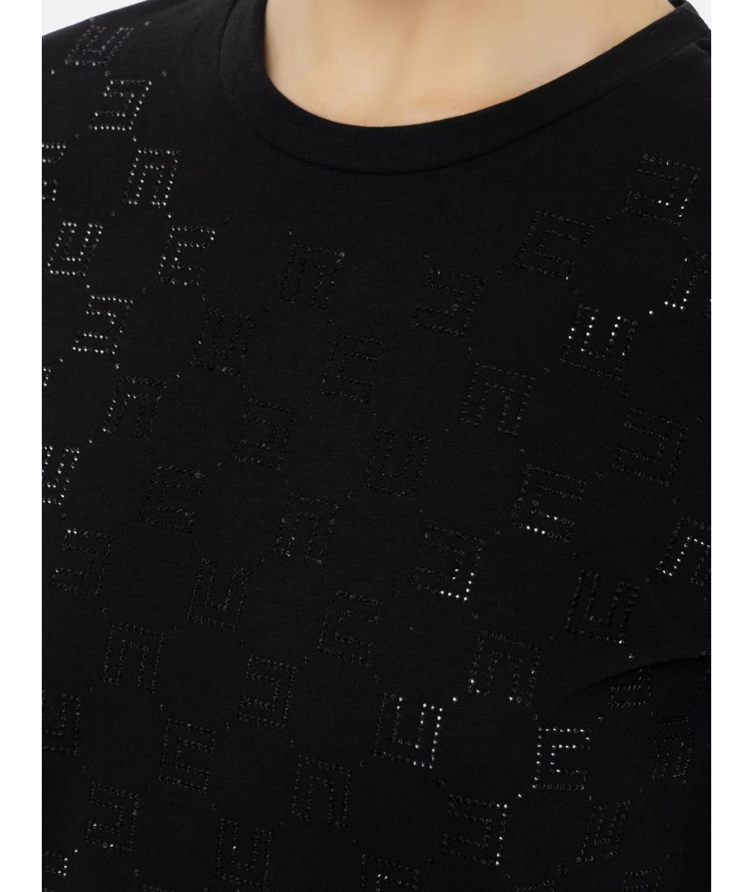 ELISABETTA FRANCHI Черная хлопковая футболка, фото 2