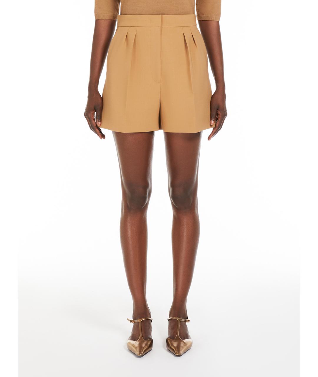 MAX MARA Бежевые шерстяные шорты, фото 3