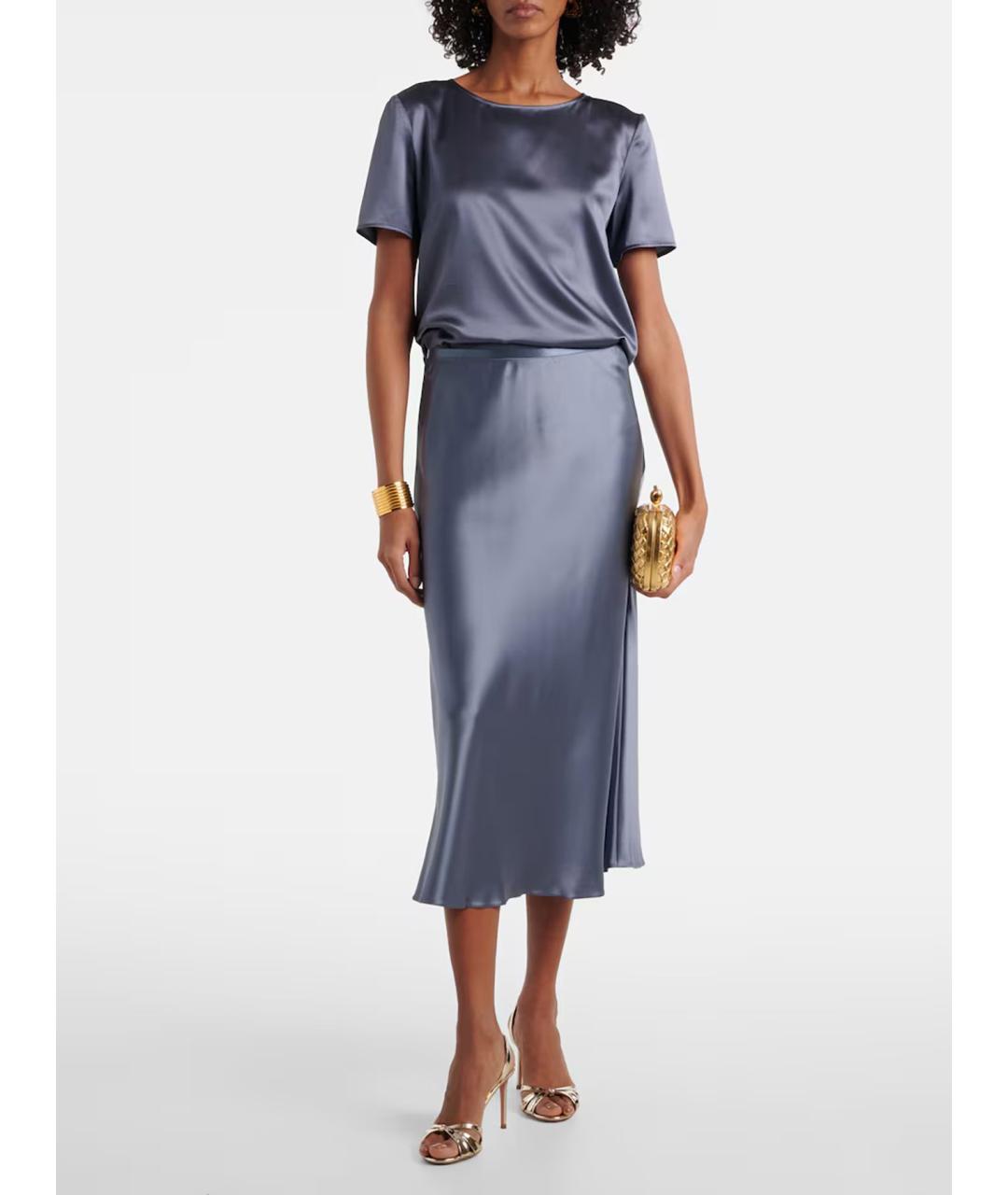 MAX MARA Серая шелковая футболка, фото 2