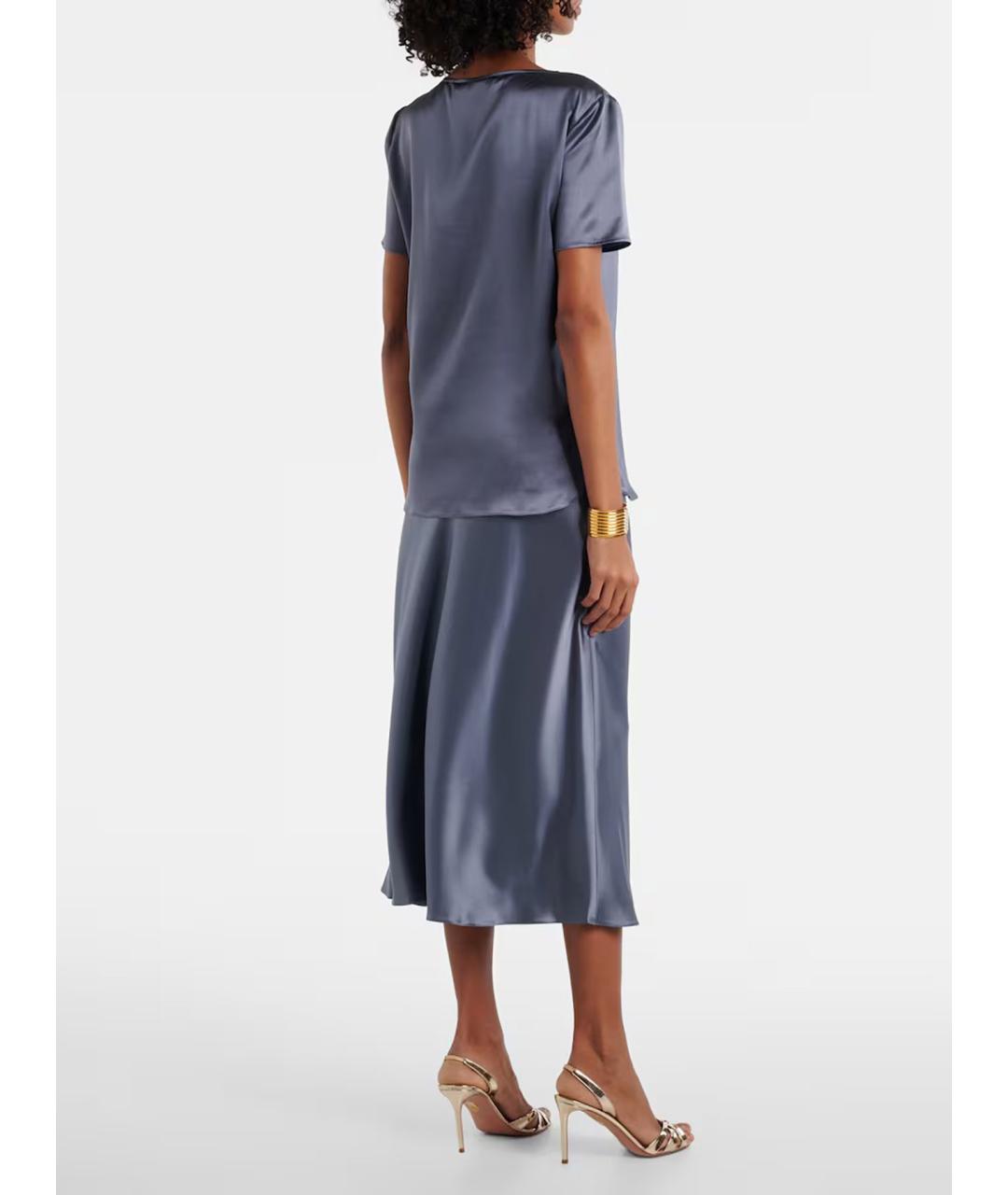 MAX MARA Серая шелковая футболка, фото 3