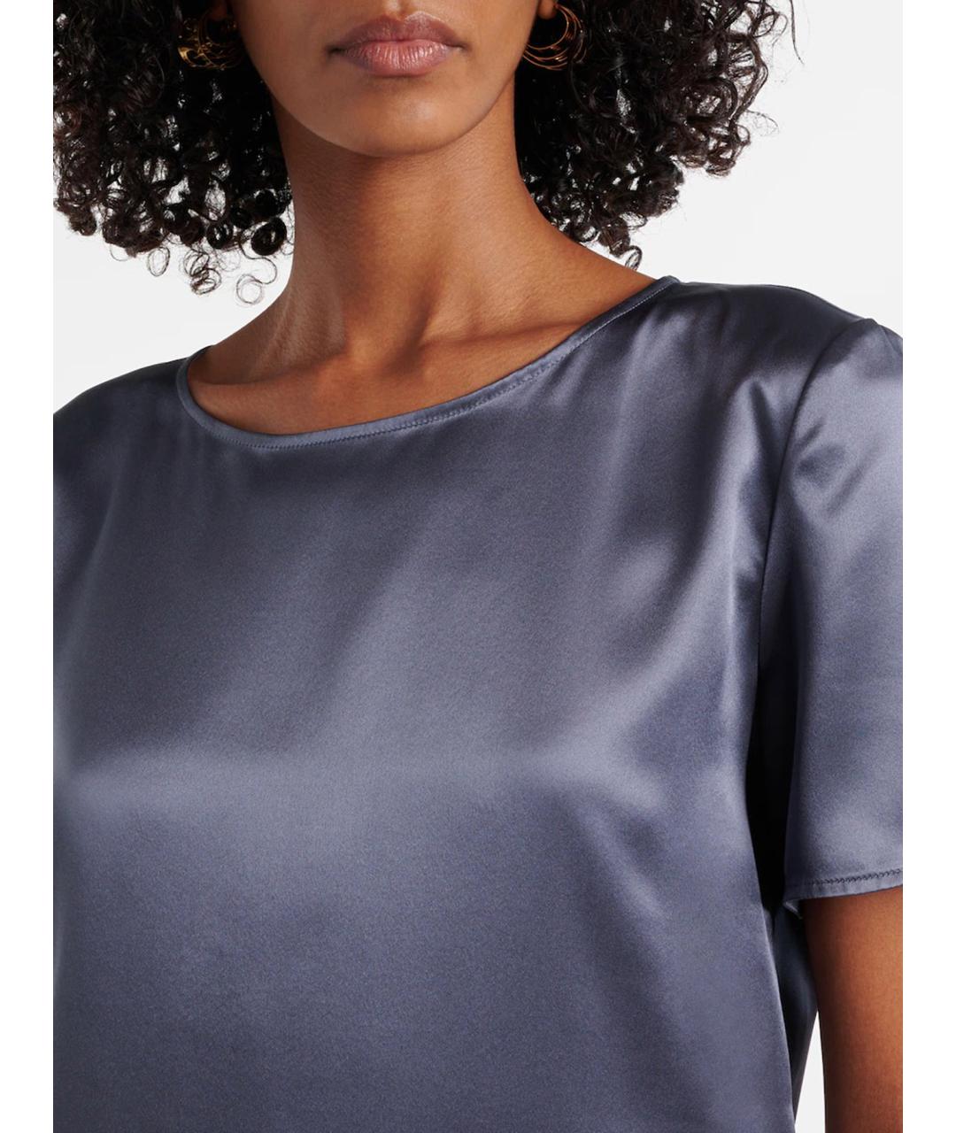 MAX MARA Серая шелковая футболка, фото 4