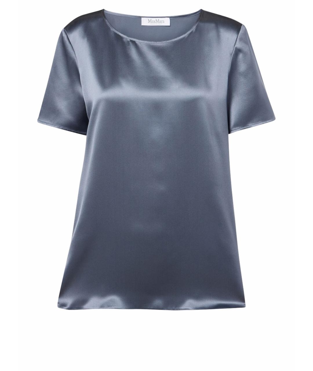 MAX MARA Серая шелковая футболка, фото 1