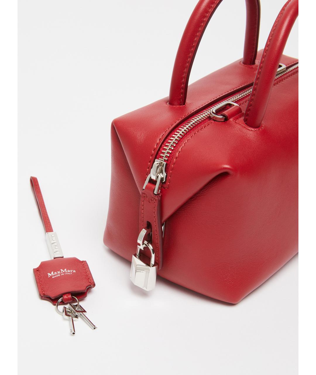 MAX MARA Красная кожаная сумка тоут, фото 4