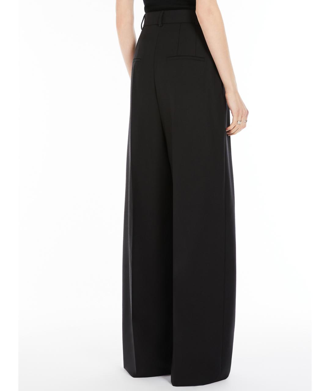 SPORTMAX Черные шерстяные брюки широкие, фото 4