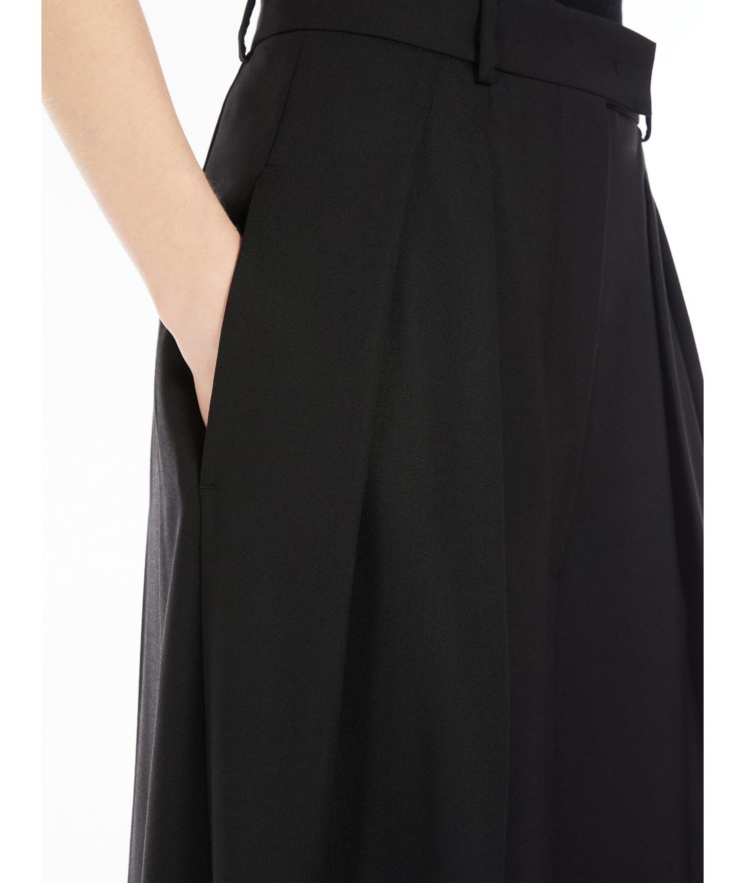 SPORTMAX Черные шерстяные брюки широкие, фото 5