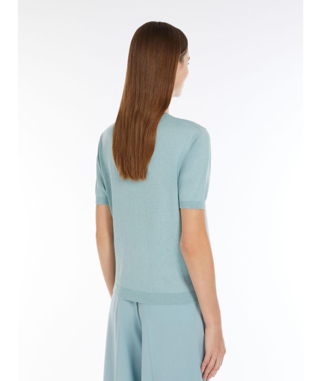 WEEKEND MAX MARA Голубая шелковая футболка, фото 3