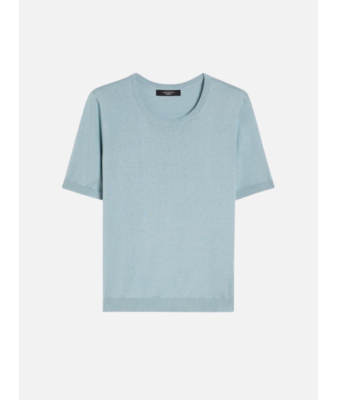 WEEKEND MAX MARA Голубая шелковая футболка, фото 5