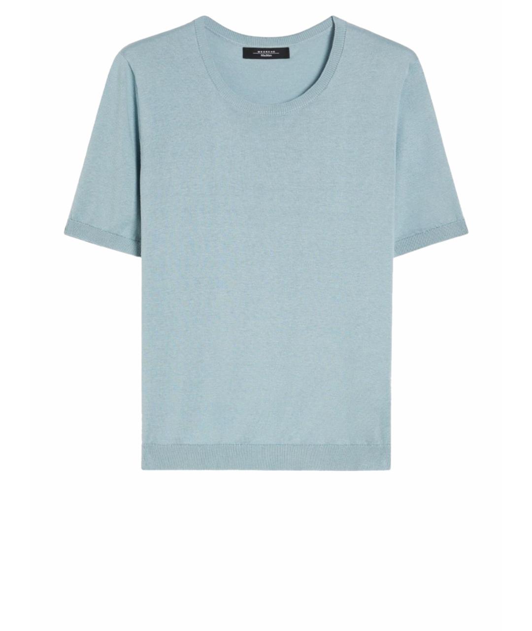 WEEKEND MAX MARA Голубая шелковая футболка, фото 1