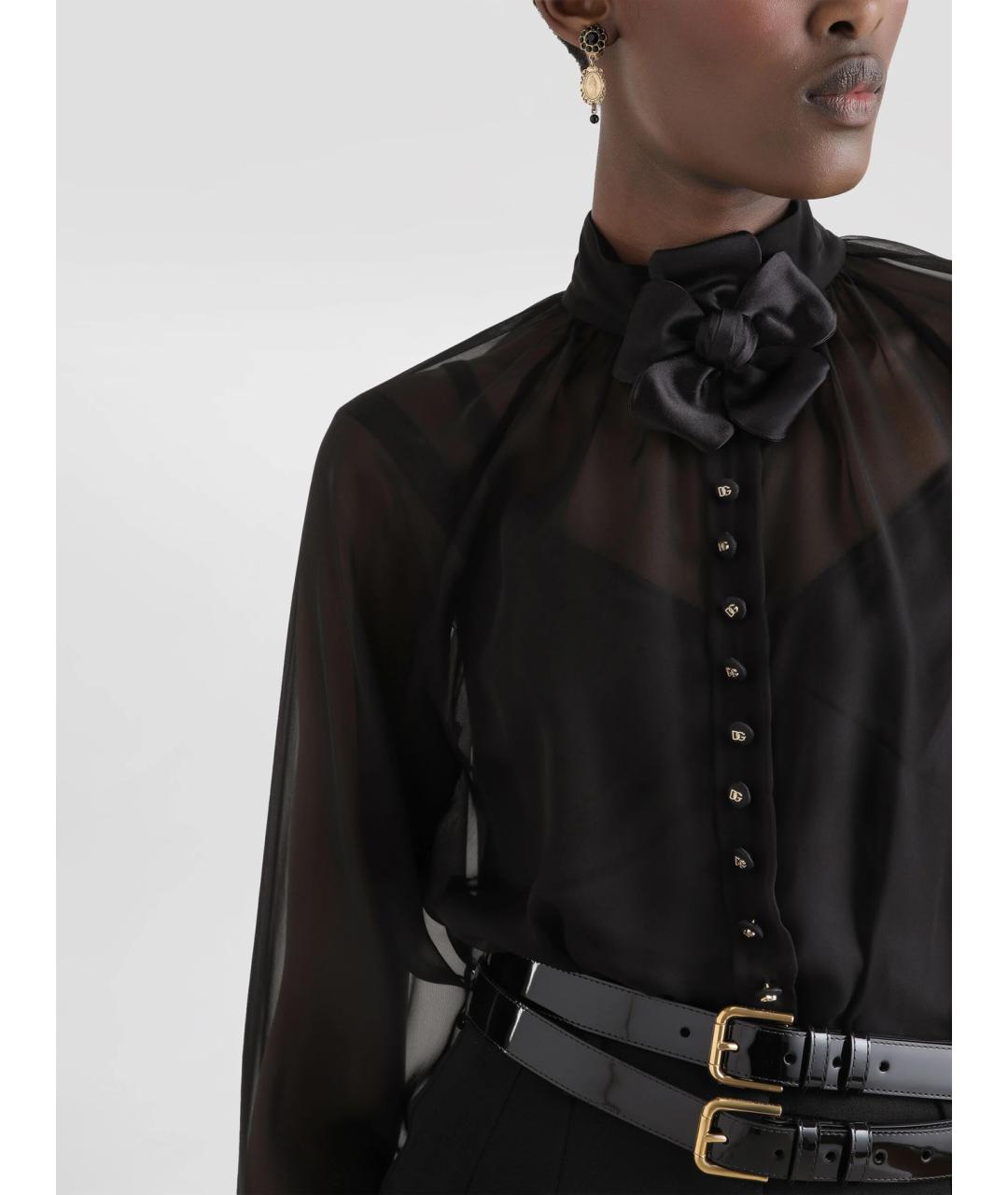 DOLCE&GABBANA Черная шелковая блузы, фото 4
