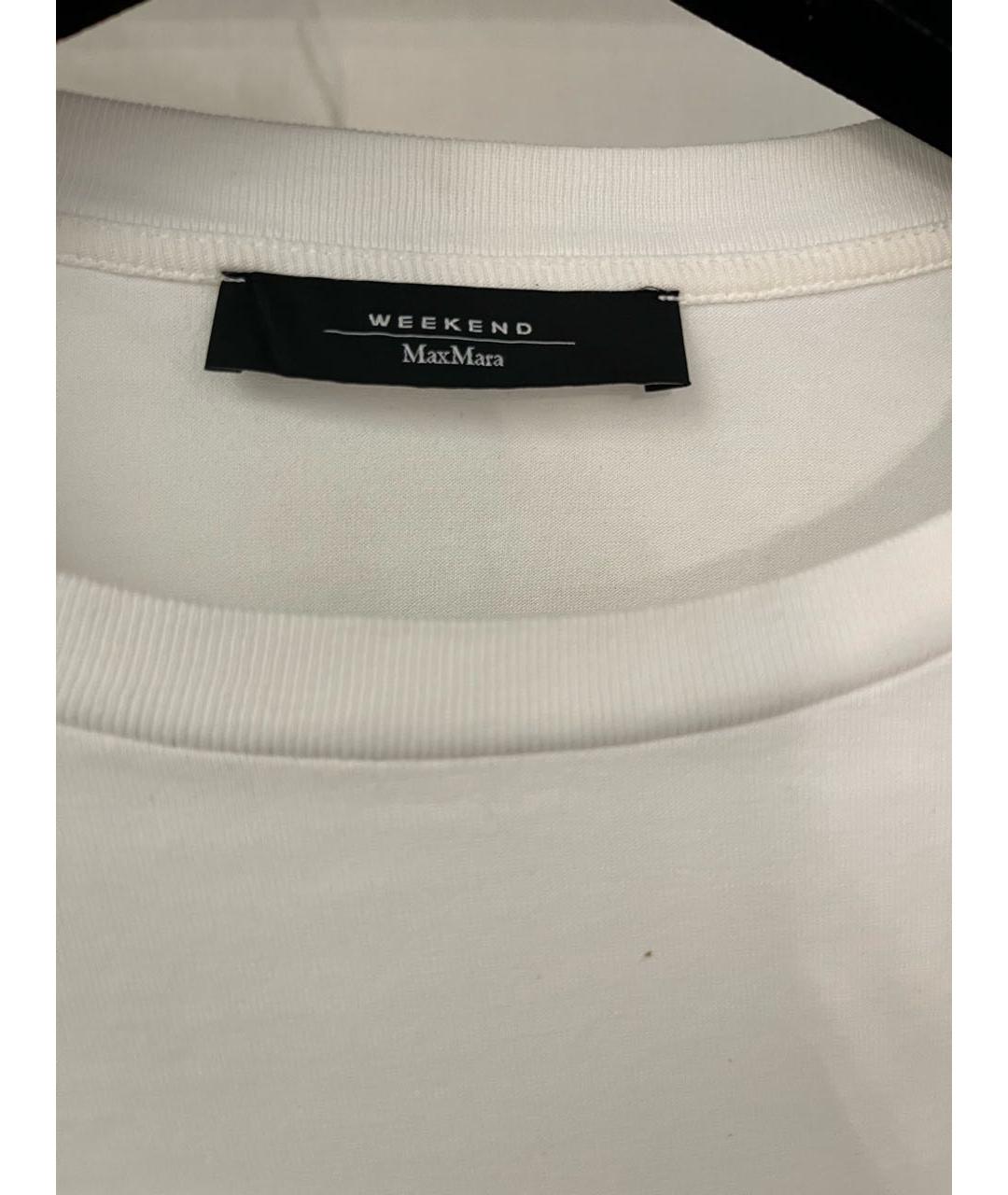WEEKEND MAX MARA Белая хлопковая футболка, фото 3