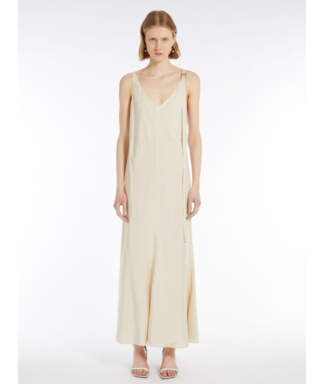 SPORTMAX Бежевое вискозное повседневное платье, фото 5