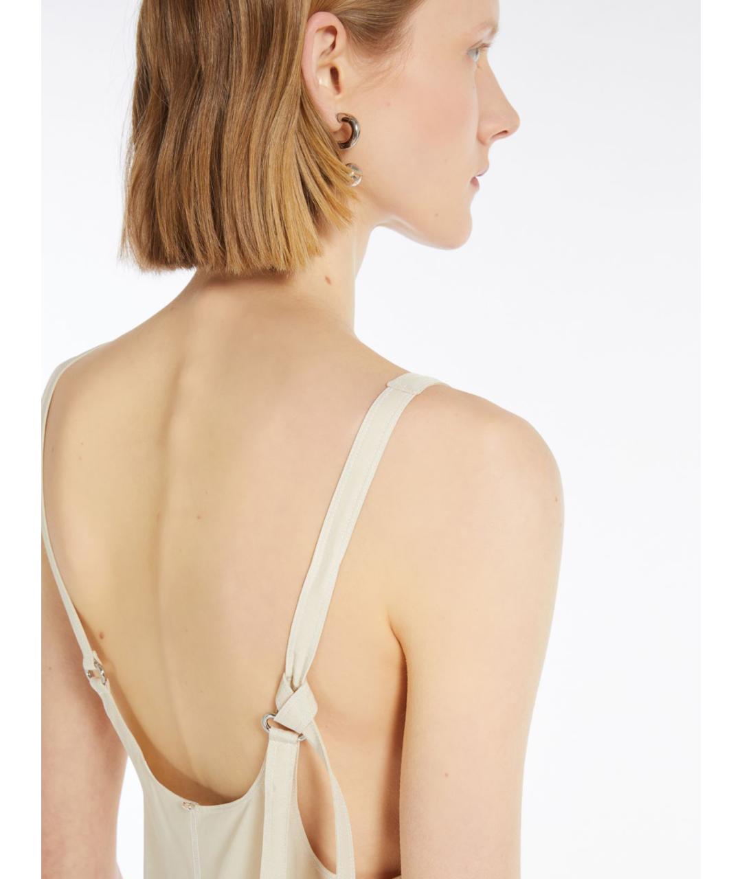 SPORTMAX Бежевое вискозное повседневное платье, фото 3