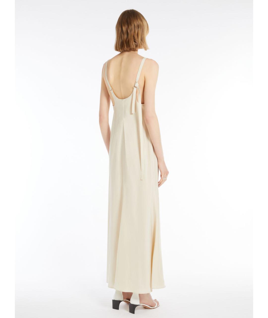 SPORTMAX Бежевое вискозное повседневное платье, фото 4