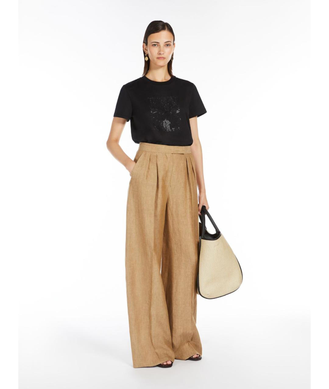 MAX MARA Бежевые льняные брюки широкие, фото 2