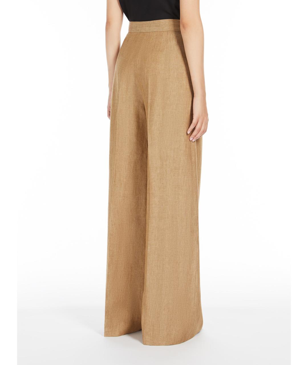 MAX MARA Бежевые льняные брюки широкие, фото 4
