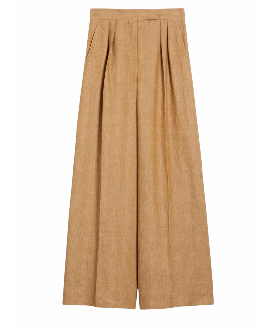 MAX MARA Бежевые льняные брюки широкие, фото 1