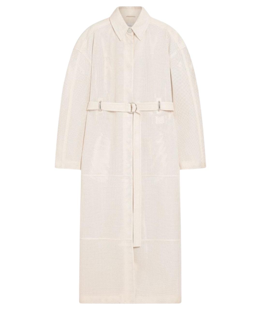 SPORTMAX Белый кожаный тренч/плащ, фото 1