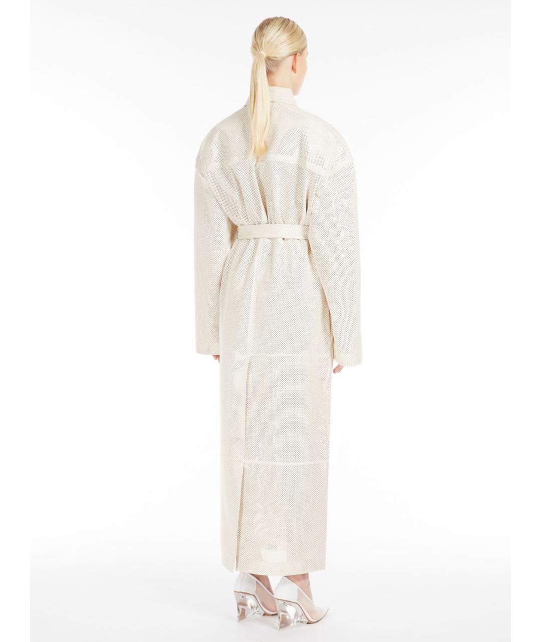 SPORTMAX Белый кожаный тренч/плащ, фото 3