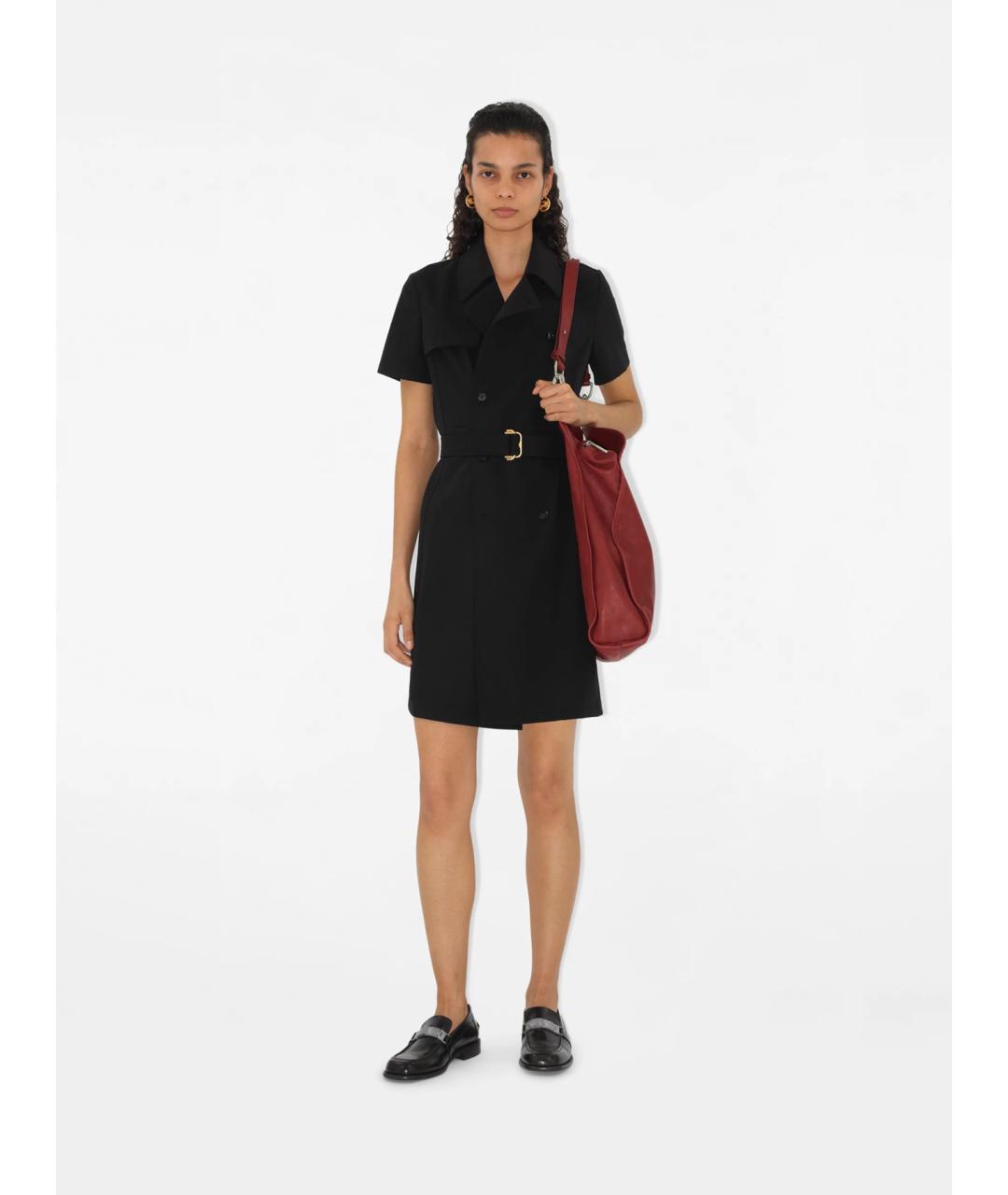 BURBERRY Черное шерстяное повседневное платье, фото 2