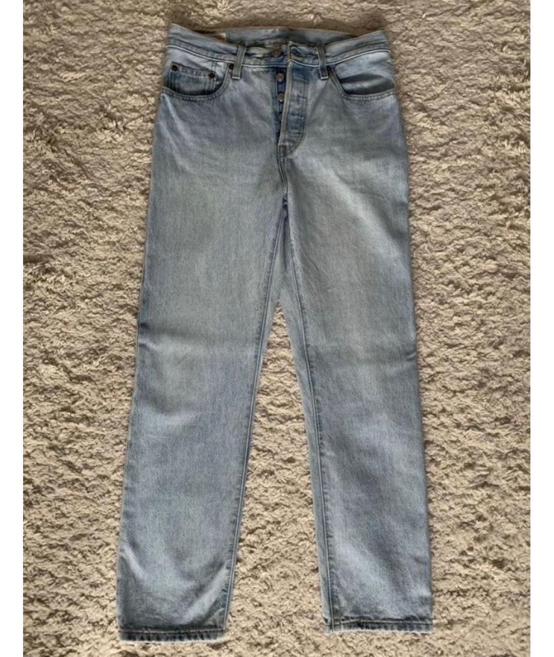 LEVI'S Голубые хлопковые прямые джинсы, фото 2