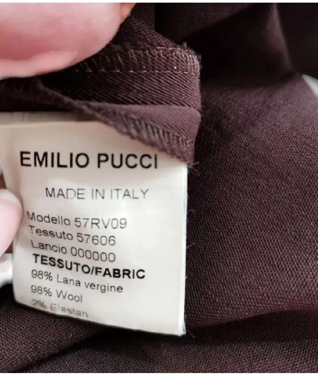 EMILIO PUCCI Коричневая шерстяная юбка миди, фото 4