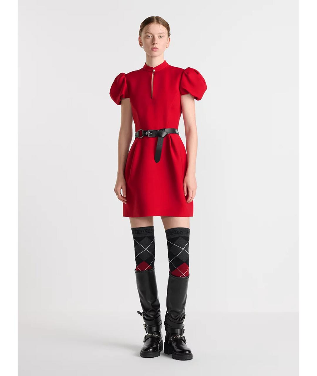 CHRISTIAN DIOR Красное шерстяное повседневное платье, фото 2