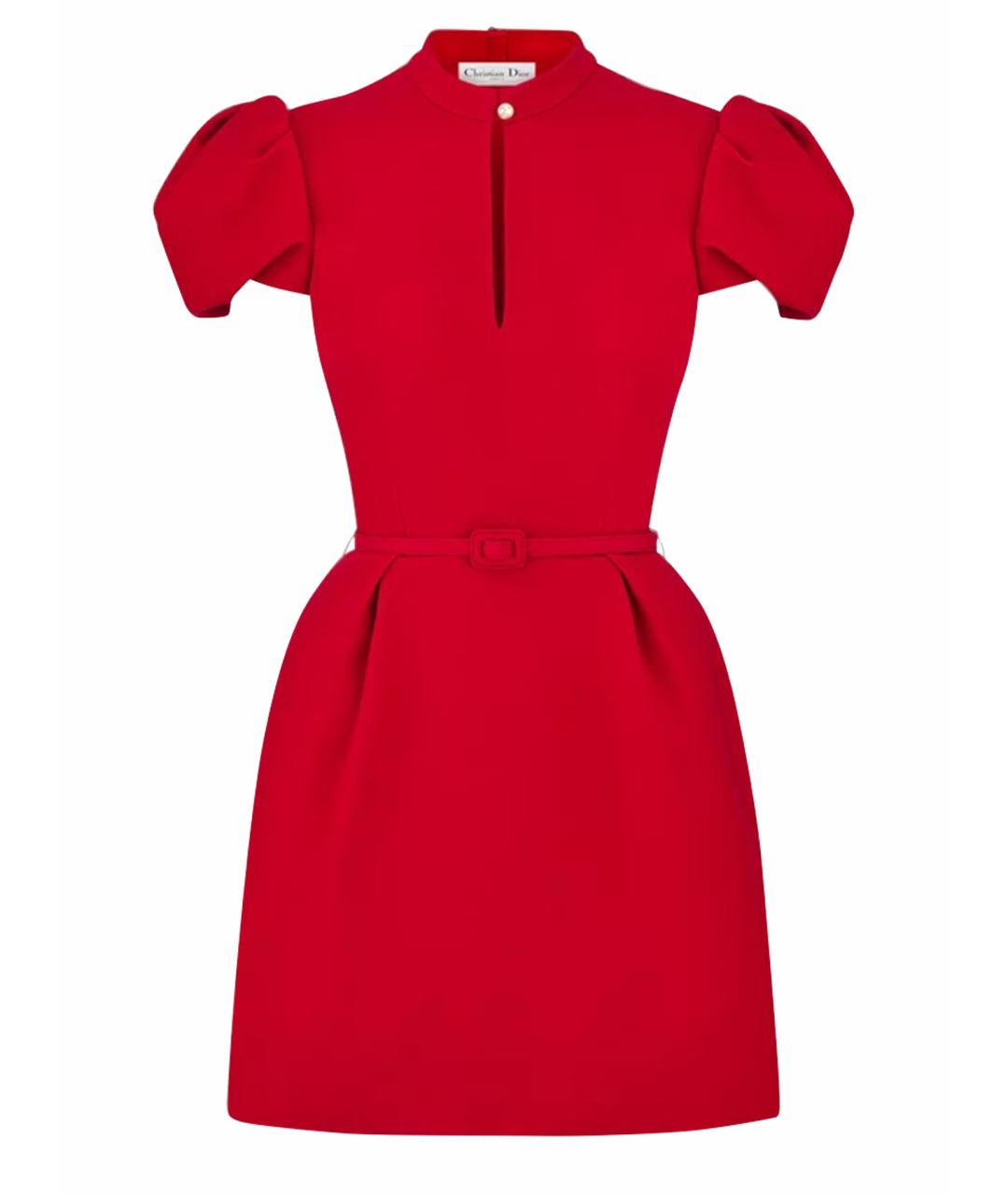 CHRISTIAN DIOR Красное шерстяное повседневное платье, фото 1