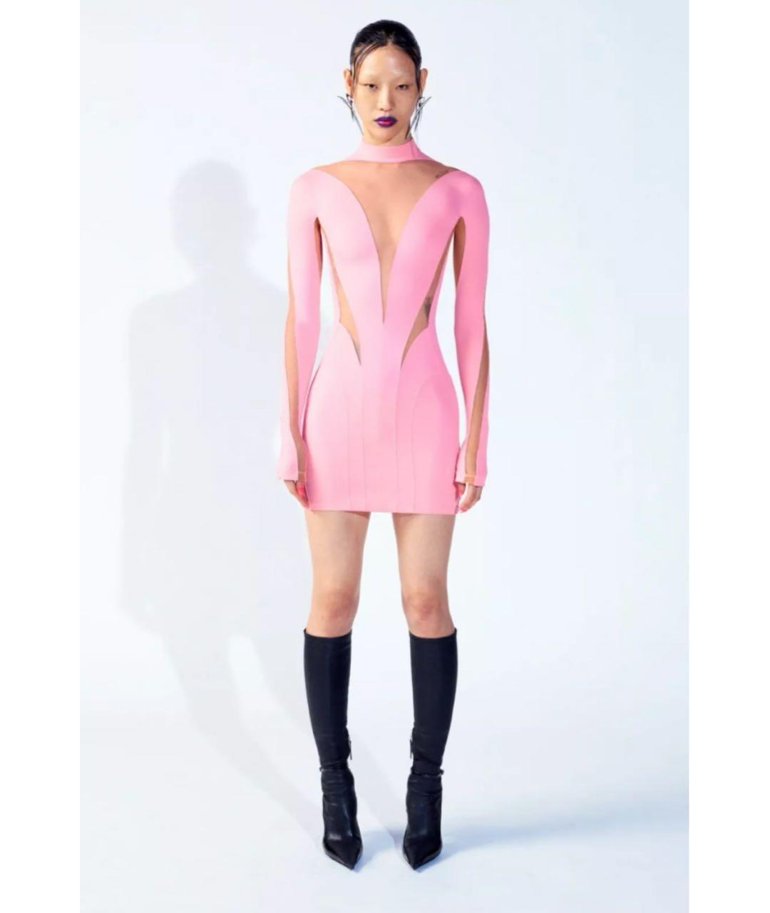 MUGLER Розовое полиамидовое коктейльное платье, фото 6