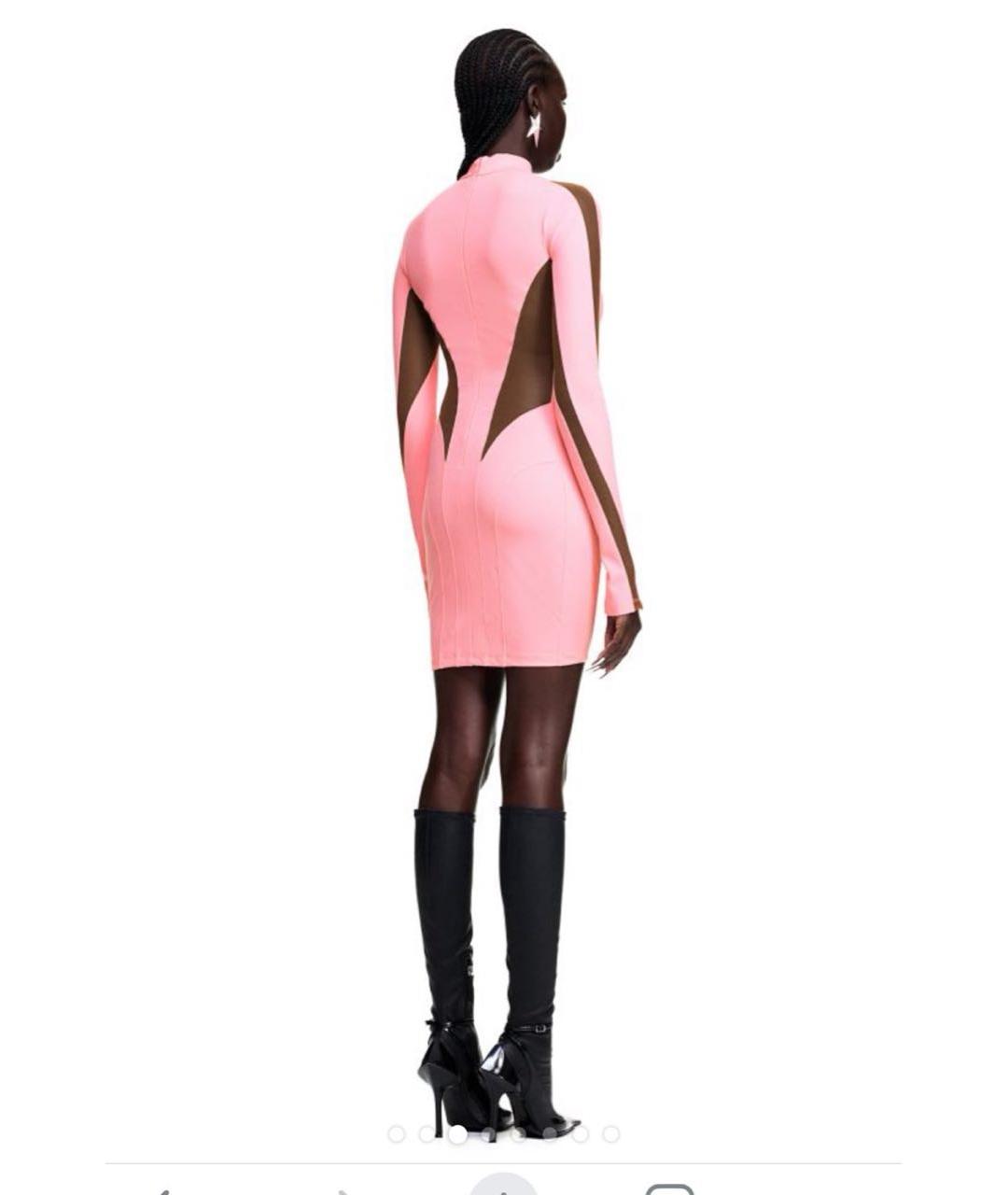 MUGLER Розовое полиамидовое коктейльное платье, фото 7