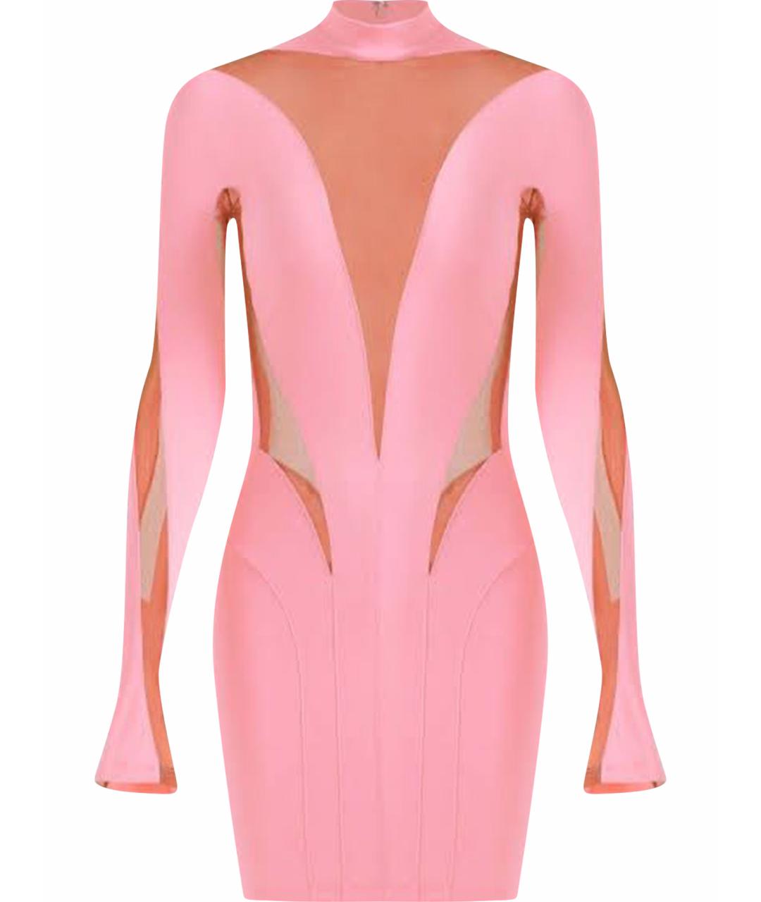 MUGLER Розовое полиамидовое коктейльное платье, фото 1