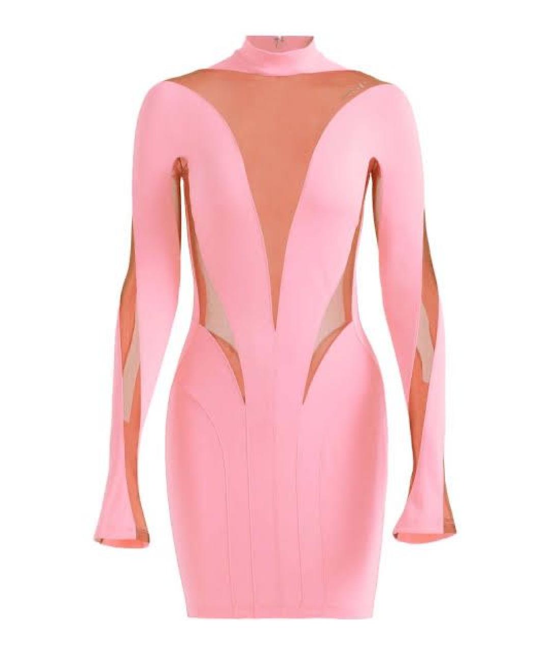 MUGLER Розовое полиамидовое коктейльное платье, фото 8