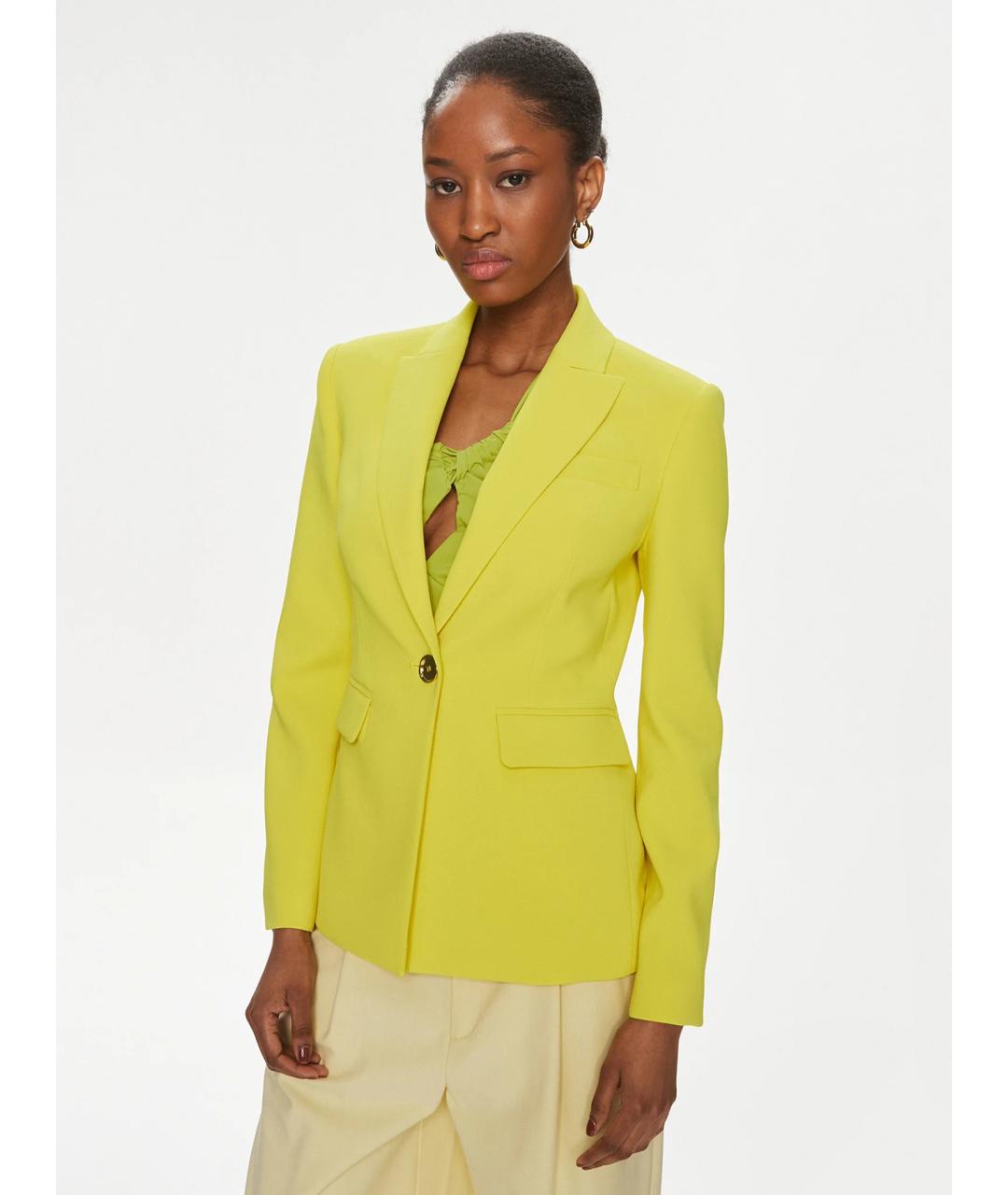 PINKO Желтый полиэстеровый жакет/пиджак, фото 5