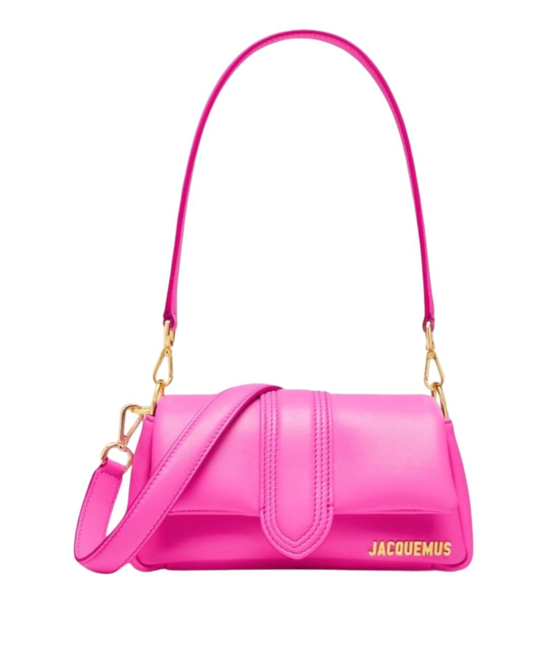 JACQUEMUS Розовая кожаная сумка с короткими ручками, фото 1