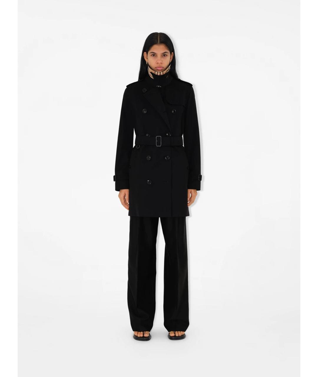 BURBERRY Черный хлопковый тренч/плащ, фото 2