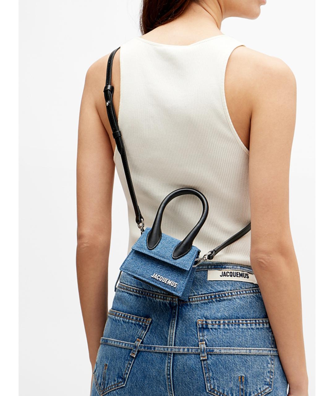 JACQUEMUS Синяя хлопковая сумка через плечо, фото 3