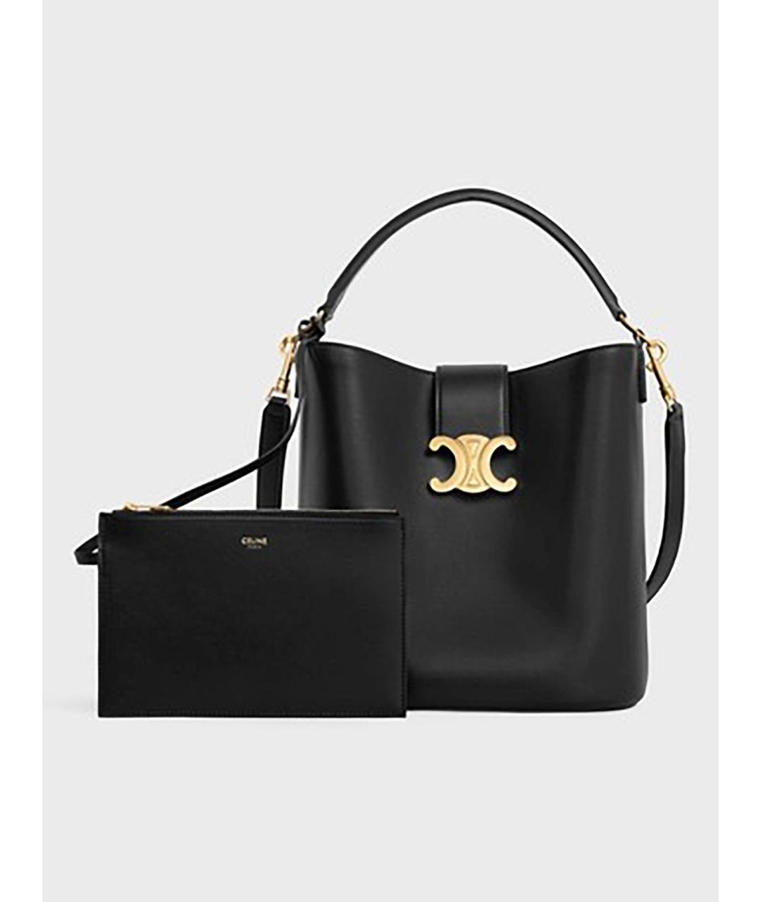 CELINE Черная кожаная сумка тоут, фото 3